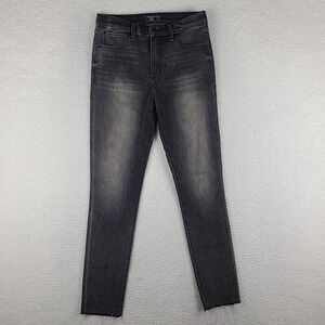 Abercrombie Fitch Jeans Womens 28/6‎ Dark Gray Wash High Rise Super Skinny Fray